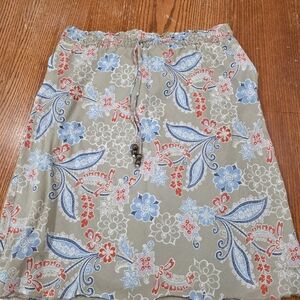 Eddie Bauer Beige and Blue Cotton Skirt